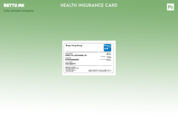 Модерен стил Шаблон за картичка за здравствено осигурување во Хонг Конг